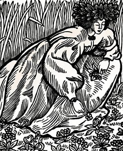 Le poesie di Ronsard. Originale xilografia, 1902, 1923 da Lucien Pissarro