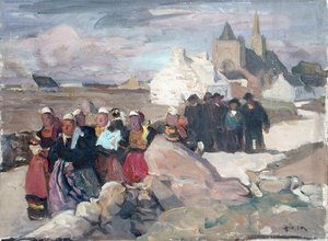 Uomini e donne bretoni, c.1909 da Lucien Simon