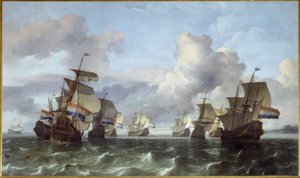 La flotta olandese della Compagnia Olandese delle Indie Orientali da Ludolf Backhuysen