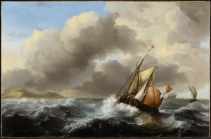 Pescherecci al largo in mare agitato, 1864 da Ludolf Backhuysen