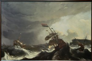 Navi in difficoltà durante una tempesta