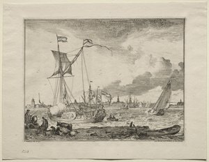 Veduta di Amsterdam con navi in primo piano, 1701 da Ludolf Backhuysen