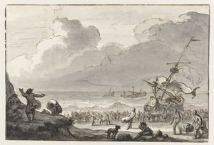 Carico di una nave portato a terra da Ludolf Bakhuysen