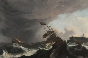 Navi da guerra in una tempesta