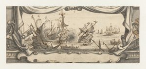 Battaglia navale in una cartouche da Ludolf Bakhuysen