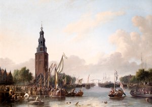 Un uomo di rango che si imbarca ad Amsterdam da Ludolf I Backhuysen