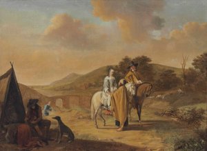 Tedesco: Grande paesaggio con cartomante La cartomante