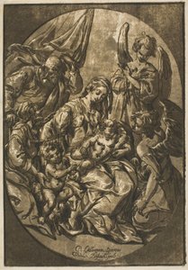 Sacra Famiglia in una Cornice Ovale da Ludolph Büsinck
