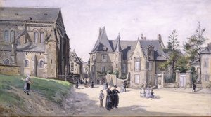 La piccola piazza del villaggio, 1870 da Ludovic Piette
