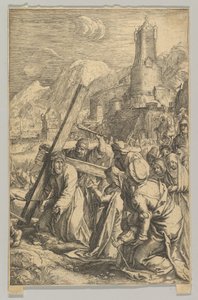 Cristo che porta la croce, dalla Passione di Cristo da Ludovicus Siceram