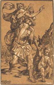 Enea salva suo padre da Troia da Ludwig Büsinck after Georges Lallemand