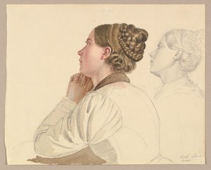 Studi di una donna in preghiera da Ludwig Emil Grimm