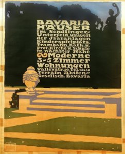 Bavaria Case nel Sendlinger Unterfeld, vicino agli impianti Isar / Parco giochi, tram, Kath da Ludwig Hohlwein