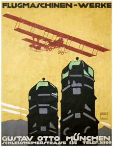 Flugmaschinen - Werke, Manifesto. 1912 da Ludwig Hohlwein