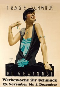 Indossa gioielli - vincerà. Pubblicità settimana dei gioielli, ca 1925-1928