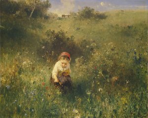 Ragazza in un campo, 1857 da Ludwig Knaus