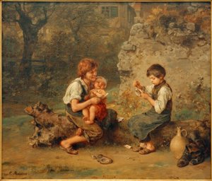 Ragazzi calzolai che giocano a carte