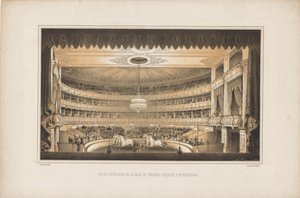 Interno del Teatro del Circo Equestre a San Pietroburgo da Ludwig Premazzi