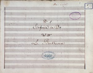 Prima pagina dello spartito per Sinfonia n. 1 in Do maggiore op. 21, di Ludwig van Beethoven