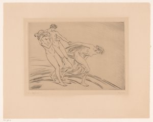 Due donne rapiscono un uomo da Ludwig von Hofmann (signed by artist)