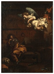 Transetto Nord, Altare di San Rocco 1635-45, Genovesino 1645, Annuncio di morte in prigione, Dipinto in basso a destra da Luigi Miradori