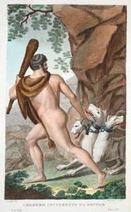Ercole e Cerbero o Cerbero incatenato da Ercole, Libro VII, illustrazione dalle Metamorfosi di Ovidio, Firenze, 1832 da Luigi Ademollo