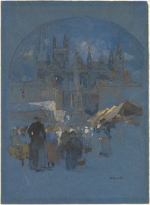 Piazza del Mercato davanti a una Cattedrale da Luigi Aloys François Joseph Loir