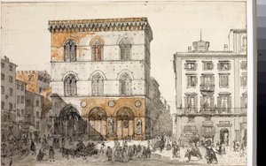 Veduta della chiesa di Orsanmichele a Firenze (Acquerello, ca. 1820) da Luigi Garibbo