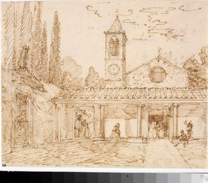 Veduta di una chiesa in stile rinascimentale (Disegno a inchiostro, ca. 1825) da Luigi Garibbo
