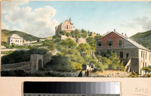 Veduta della collina e della chiesa di Oregina, Genova da Luigi Garibbo