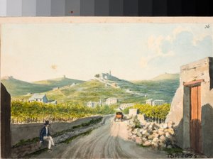 Veduta sul santuario Nostra Signora del Monte, Genova (Acquerello, ca. 1825) da Luigi Garibbo