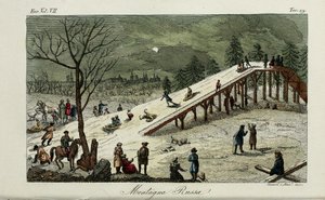 Una montagna russa. Illustrazione da Il costume antico e moderno o storia del governo di Giulio Ferrario, 1831
