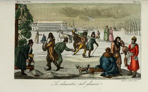 Pista di pattinaggio. Illustrazione da Il costume antico e moderno o storia del governo di Giulio Ferrario, 1831