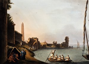 Antiche mura e obelisco di Cleopatra, Luigi Mayer (1755-1803), incisione da Vedute da Luigi Mayer