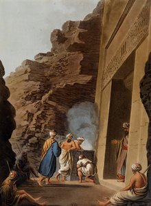 Ingresso alla camera funeraria della Sfinge di Giza, incisione di Luigi Mayer (1755-ca 1803), da Views in Egypt, Palestine and Other Parts of Ottoman Empire da Luigi Mayer