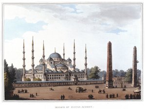Moschea del Sultano Ahmed (1609-1616), Istanbul. in "Vedute nei domini ottomani, in Europa, in Asia e alcune delle isole del Mediterraneo" dai disegni originali di Luigi Mayer, Londra da Luigi Mayer