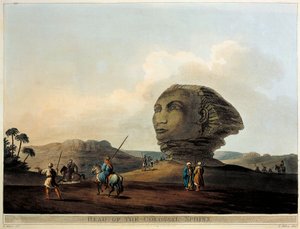 Testa della Sfinge in Egitto da Vedute in Egitto di Luigi Mayer, incisione da Luigi Mayer