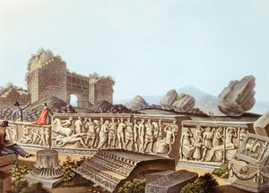 Le rovine di Efeso in Turchia, illustrazione di Luigi Mayer