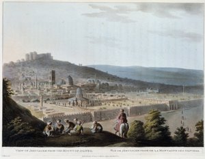 Vista di Gerusalemme presa dal Monte degli Ulivi - incisione da Luigi Mayer