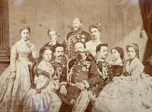 Il quadro ritrae vari membri della famiglia reale di Savoia. Al centro, seduti, Vittorio Emanuele II, Umberto I e Amedeo in uniforme da cerimonia; le figlie del sovrano ed Elisabetta di Sassonia in abiti eleganti.
