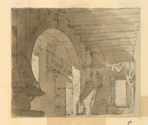Progetto scenico, interno di una cucina da Luigi Ricci