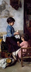 Giorni felici, dipinto di Luigi Serena (1855-1911), olio su tela