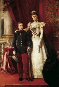 Ritratto di Alfonso XIII (1886-1941) e Maria Cristina de Teschen, conosciuta come Maria Cristina d