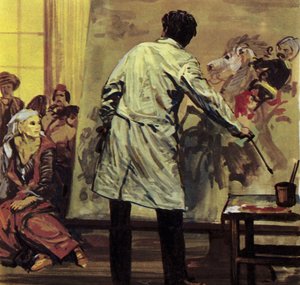 Eugene Delacroix trascorse un anno e mezzo a dipingere "Il massacro di Scio" (litografia a colori)