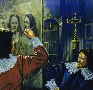 Re Carlo I invita Van Dyck in Inghilterra per dipingere il suo ritratto (litografia a colori) da Luis Arcas Brauner