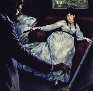Manet che dipinge il quadro Repose (litografia a colori) da Luis Arcas Brauner