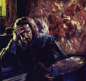 La salute di Rubens cominciò a cedere, ma egli continuò a lavorare per tre anni (litografia a colori) da Luis Arcas Brauner