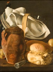 Natura morta con pane, una brocca e un tovagliolo, dopo circa 1830 da Luis Egidio Melendez