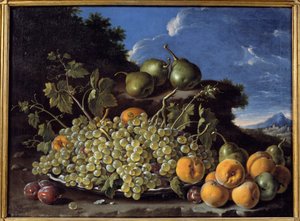 Uva, pere, pesche e prugne, dipinto di Luis Melendez (1716-1780)