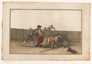 Picador caduto dal cavallo (Collezione delle principali manovre di una corrida) da Luis Fernandez Noseret